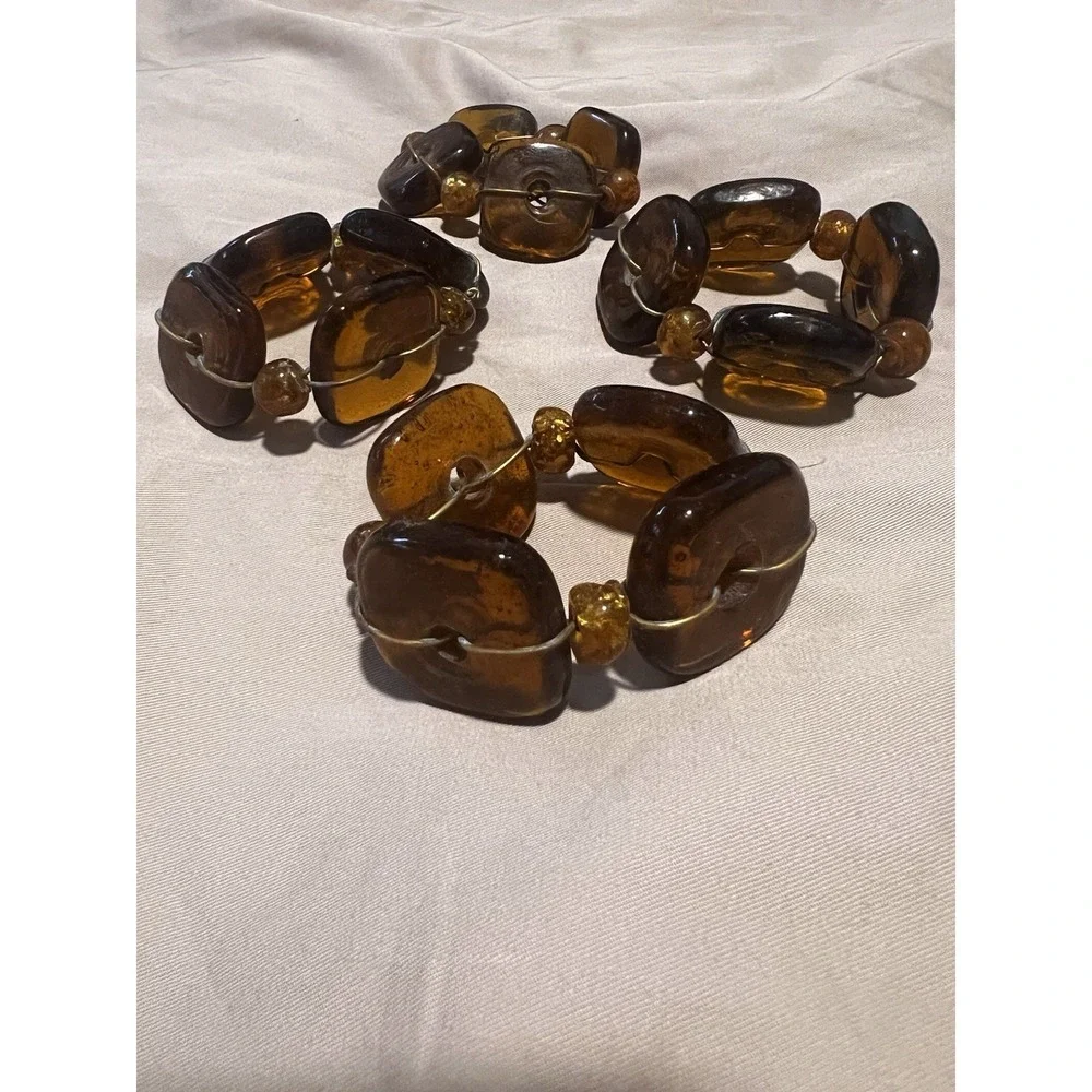 Amber Color Acrylic Beaded Napkin Rings Set of 4 Fall Napkin Holder